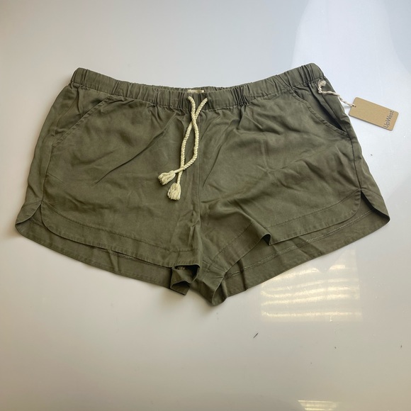 Brandnew Upwest Army Green Linen Shorts Y7-37 - Picture 1 of 5